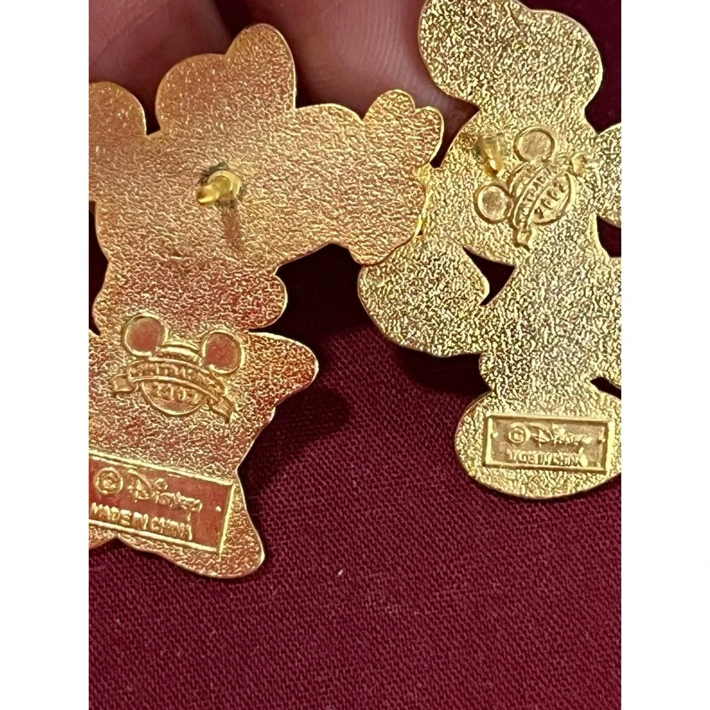 Vintage Mickey Minnie Mouse Disney Enamel Pins Set Joyful Celebration‎ set of 2